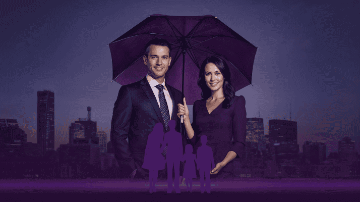 The Best Career Is Insurance Agent. Agents with umbrella about insurance protection